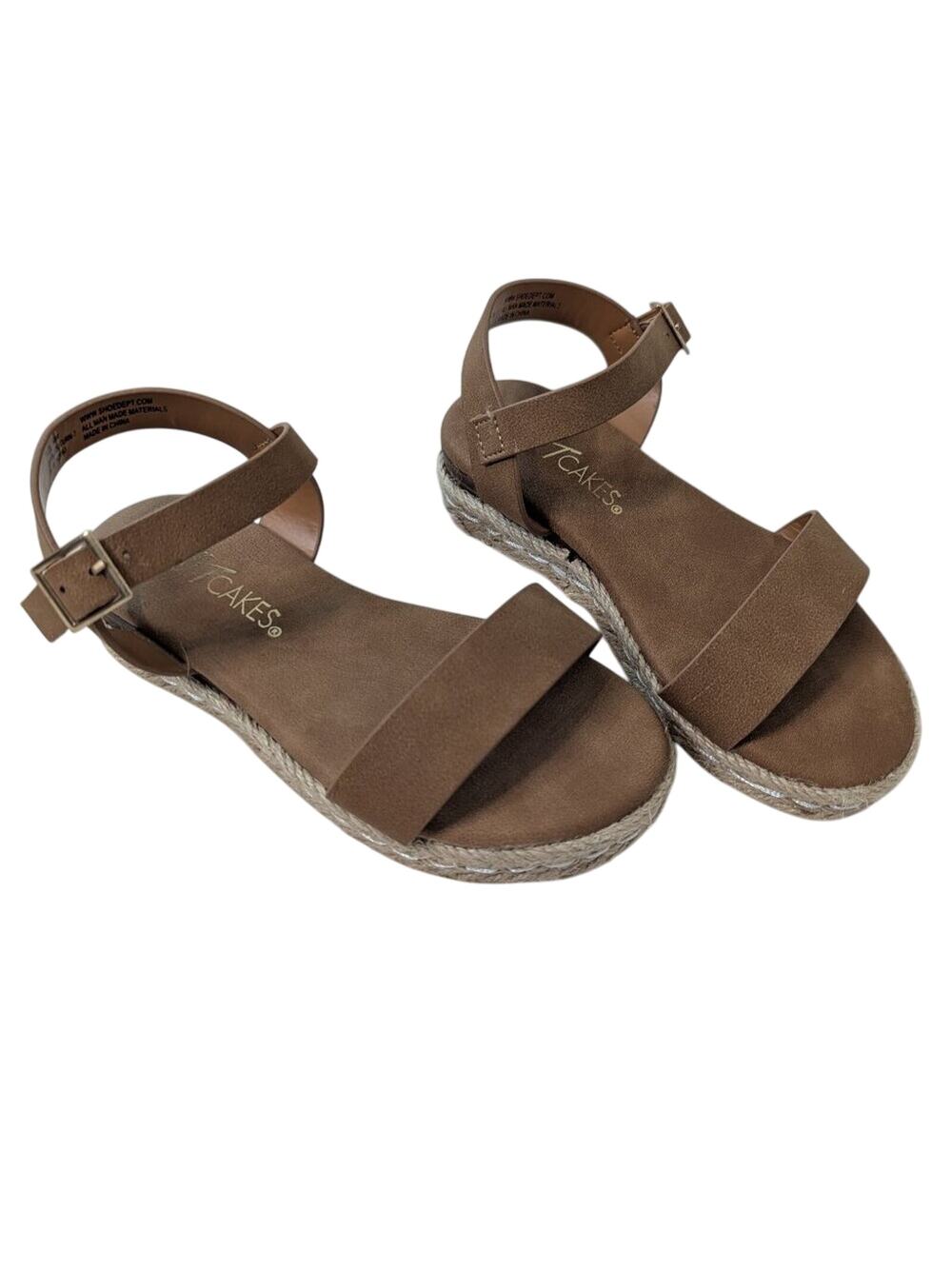 Hot Cakes Girls Saturn 2 Brown Rope Trim Platform Strappy Sandals Size 10